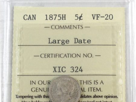 1875H Large Date Canada 5-cents ICCS Certified VF-20 For Cheap