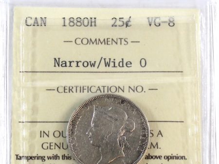 1880H Narrow Wide O Canada 25-cents ICCS Certified VG-8 Discount