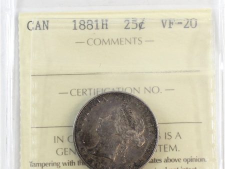 1881H Canada 25-cents ICCS Certified VF-20 For Discount