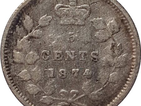 1874H Crosslet 4 Canada 5-cents Fine (F-12) $ Hot on Sale