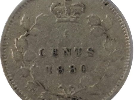 1880H Obv. 2 Canada 5-cents F-VF (F-15) $ For Discount