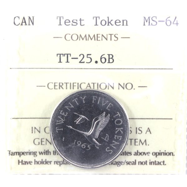 (1965) Canada 25-cents Test Token TT-25.6B ICCS Certified MS-64 (XWM 138) Online now