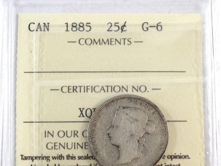 1885 Canada 25-cents ICCS Certified G-6 Discount