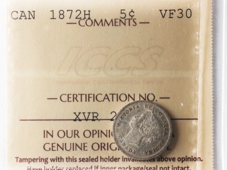 1872H Canada 5-cents ICCS Certified VF-30 Discount