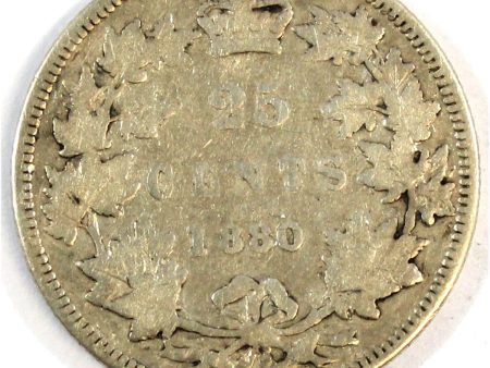 1880H Narrow 0 Over Wide 0 Canada 25-cents G-VG (G-6) $ Sale