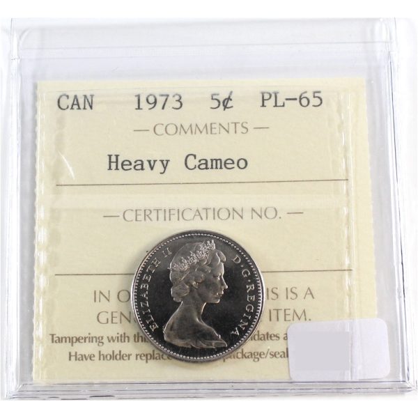 1973 Canada 5-cents ICCS Certified PL-65 Heavy Cameo on Sale