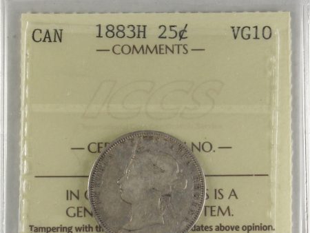 1883H Canada 25-cents ICCS Certified VG-10 Fashion