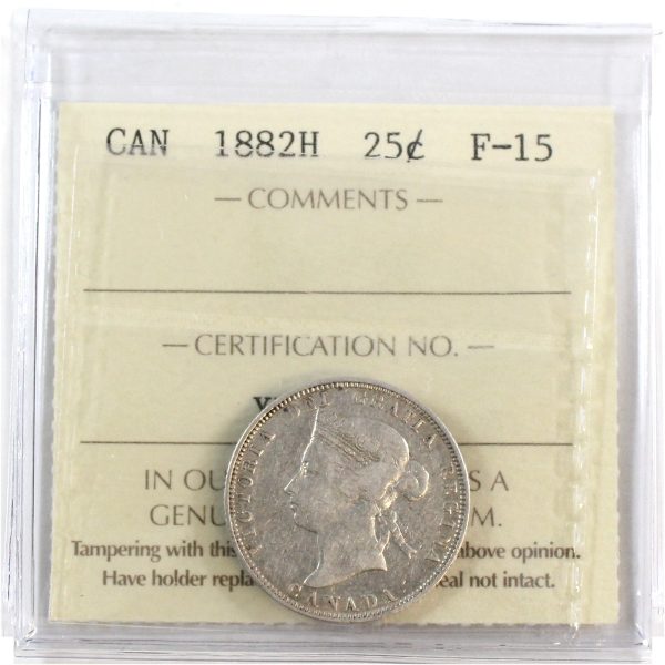 1882H Canada 25-cents ICCS Certified F-15 Cheap