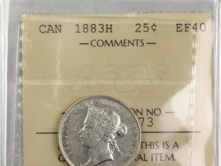 1883H Canada 25-cents ICCS Certified EF-40 Hot on Sale