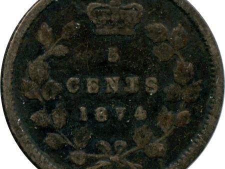 1874H Crosslet 4 Canada 5-cents About Good (AG-3) Discount