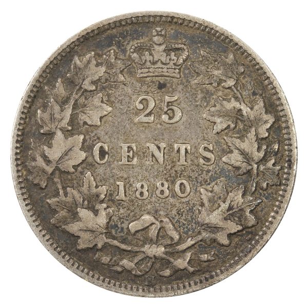 1880H Narrow Over Wide O Canada 25-cents F-VF (F-15) $ For Sale