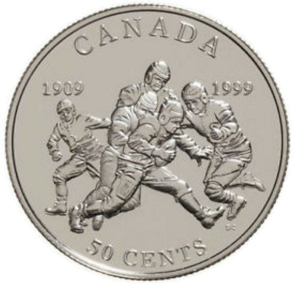 1999 Canada 50-cent 1st Grey Cup in Canadian Football Sterling Silver Cheap