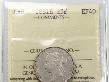 1881H Canada 25-cents ICCS Certified EF-40 Fashion