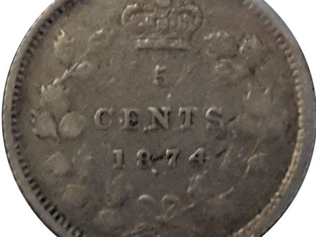 1874H Plain 4 Canada 5-cents Fine (F-12) $ For Sale