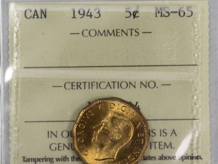 1943 Tombac Canada 5-cents ICCS Certified MS-65 Online now