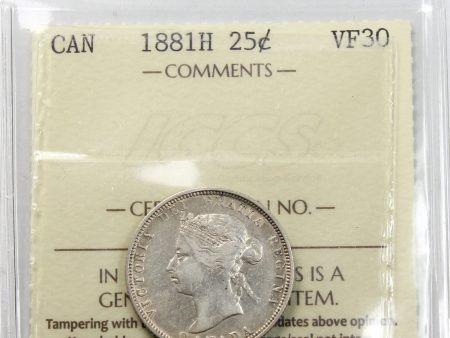 1881H Canada 25-cents ICCS Certified VF-30 Hot on Sale