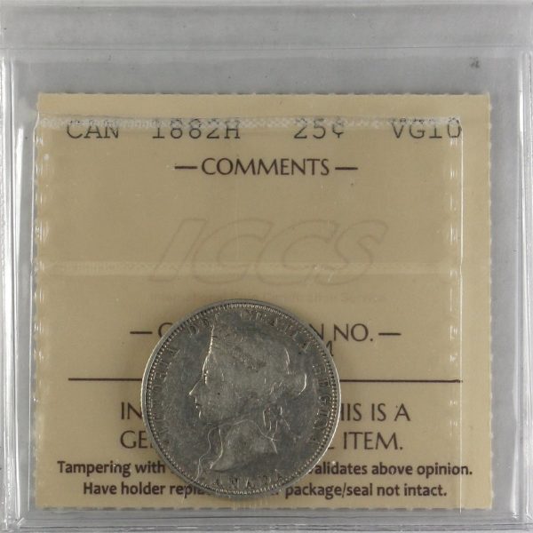 1882H Canada 25-cents ICCS Certified VG-10 Discount