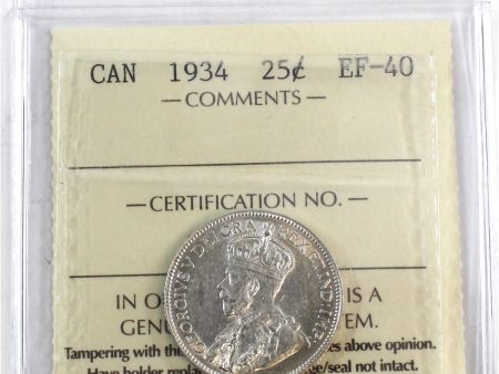 1934 Canada 25-cents ICCS Certified EF-40 Discount