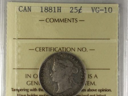 1881H Canada 25-cents ICCS Certified VG-10 Hot on Sale