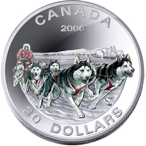 2006 Canada $30 Dog Sled Team Sterling Silver Coin. Online Hot Sale