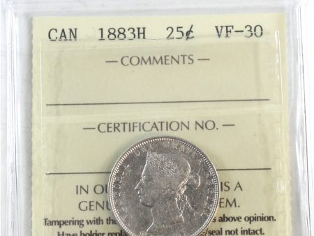 1883H Canada 25-cents ICCS Certified VF-30 Fashion