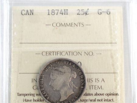 1874H Canada 25-cents ICCS Certified G-6 Cheap