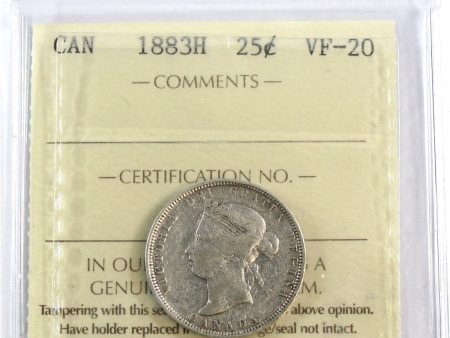 1883H Canada 25-cents ICCS Certified VF-20 Cheap