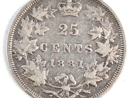 1881H Canada 25-cents F-VF (F-15) $ For Cheap