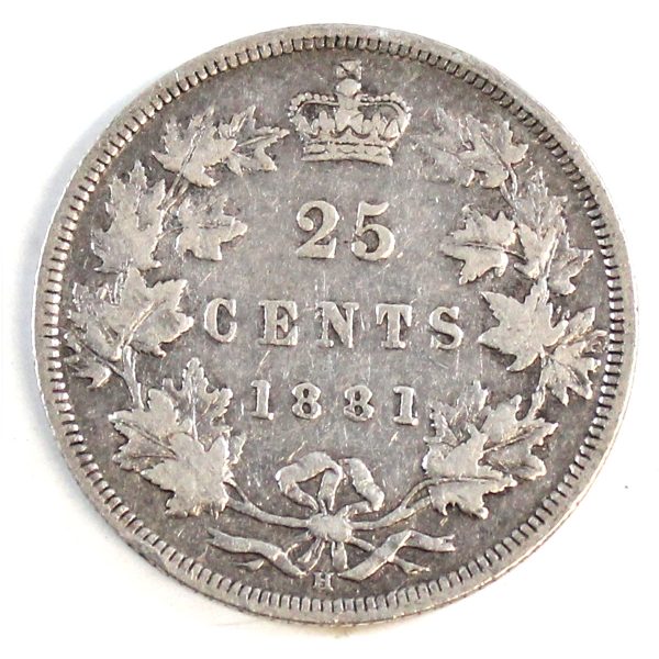 1881H Canada 25-cents F-VF (F-15) $ For Cheap